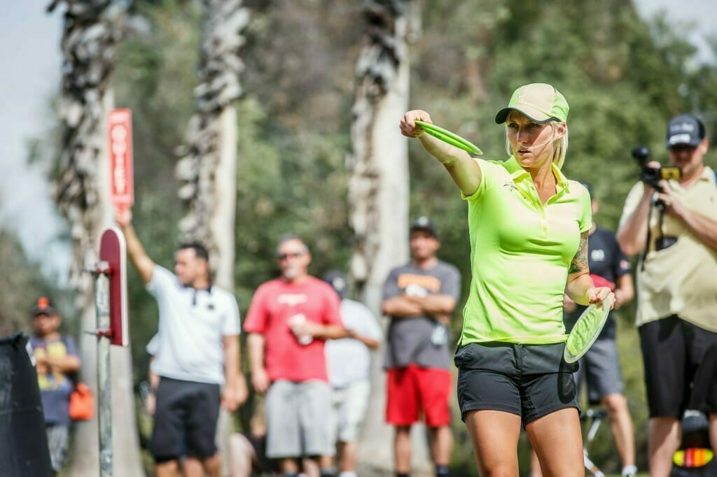 Catrina Allen was the only female participant in the Disc Golf World Tour’s first stop. Photo: Stu Mullenberg — TheFlightRecord.com
