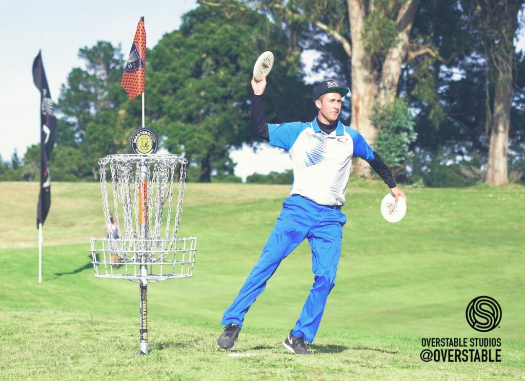 Ricky Wysocki celebrates after one of this season's iconic putts, his huge 70-footer for the win at the "Steady" Ed Memorial Masters Cup. Photo: Juan Luis Garcia, Overstable Studios