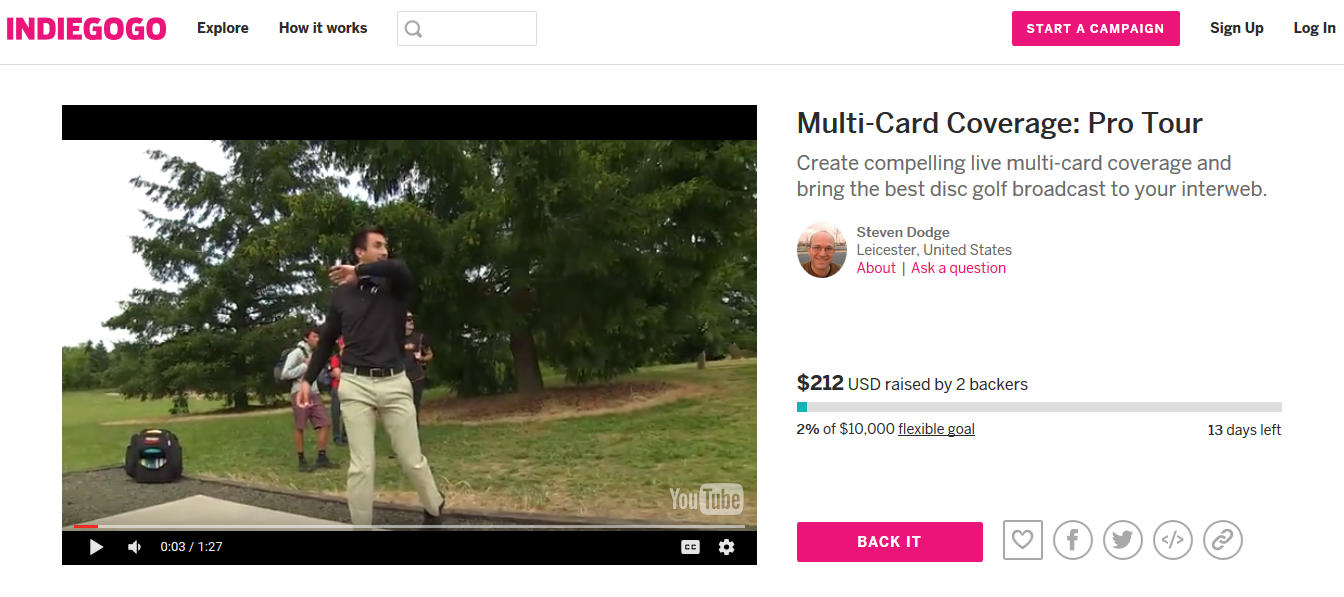 Disc Golf Pro Tour Launches Indiegogo Campaign For MultipleCard Live