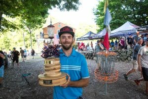 Bradley Williams and the Vibram Open trophy. Photo: Stu Mullenberg, The Flight Record