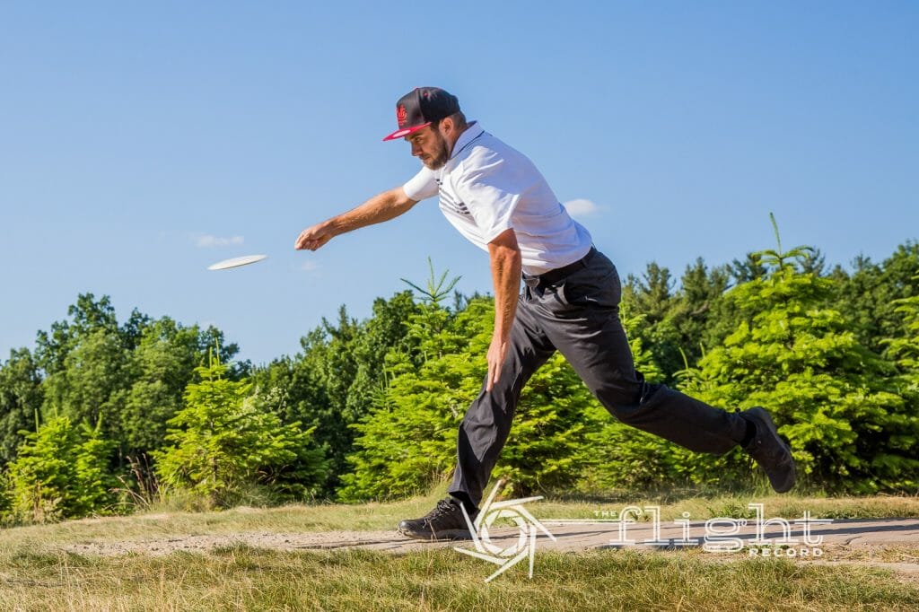 Bradley Williams takes a one throw lead into today's Vibram Open final. Photo: Stu Mullenberg, The Flight Record