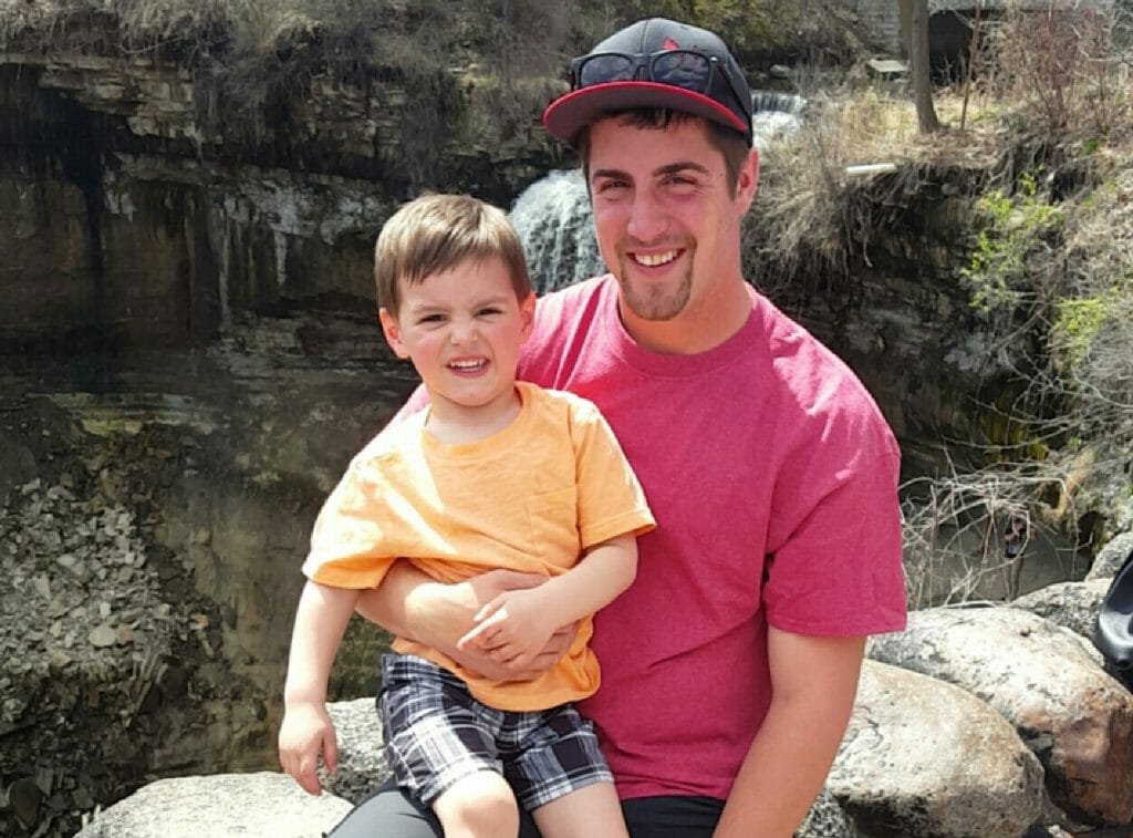 Alex Geisinger and his son, Owen.