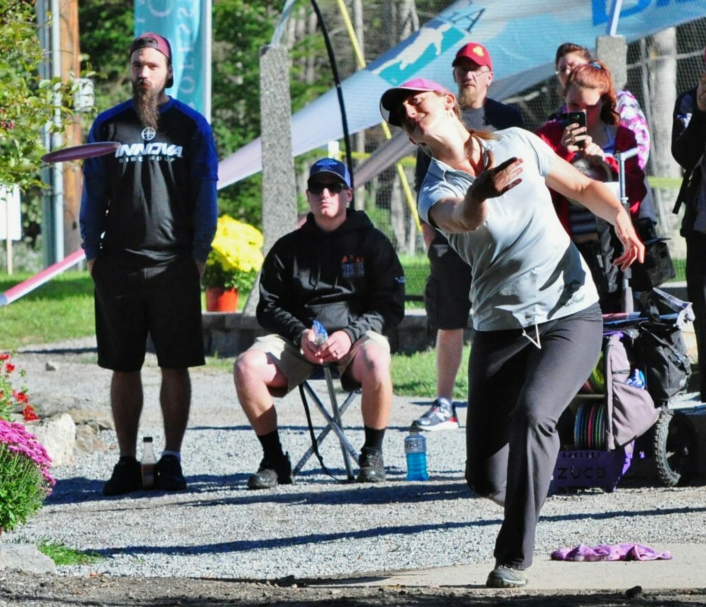 Sarah Hokom continued her strong USWDGC play and leads heading into today's final. Photo: PDGA