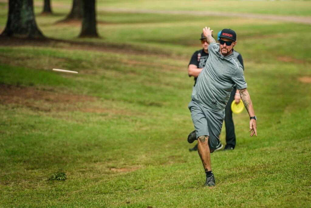 Patrick Brown is tied with McMahon for the early lead. Photo: Eino Ansio, Disc Golf World Tour