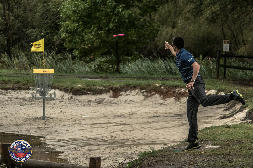 Paul McBeth putts on hole 6 - which comes in at 17th on our rankings - at the 2015 United States Disc Golf Championship. Photo: Chad LeFevre/USDGC