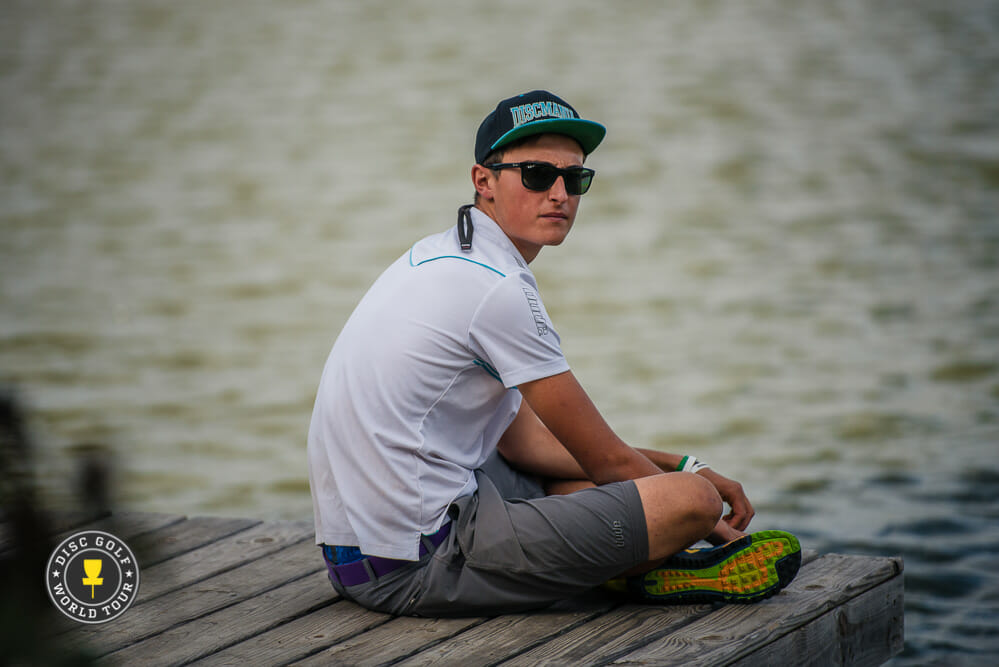 Eagle McMahon displayed veteran poise as he extended his lead during round two of the United States Disc Golf Championship. Photo: Eino Ansio, Disc Golf World Tour