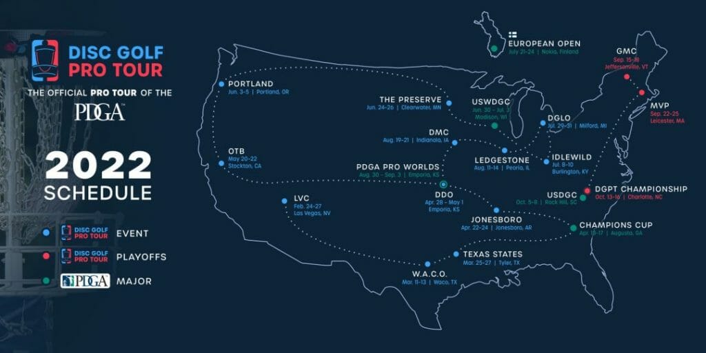 The 2022 Disc Golf Pro Tour Schedule Map, Details, Tour Points DISC