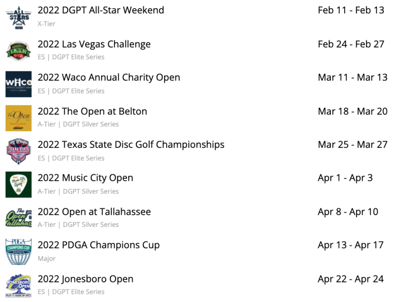 Here's The Full 2022 Tour Schedule - Livewire - Ultiworld Disc Golf