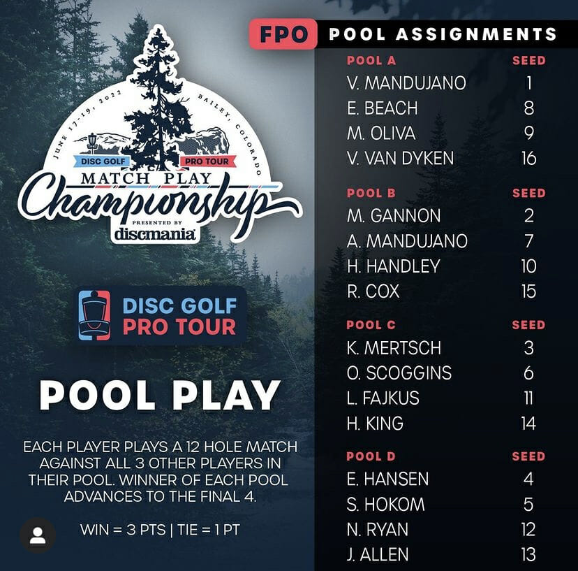 Here are the official pairings for - Disc Golf Pro Tour