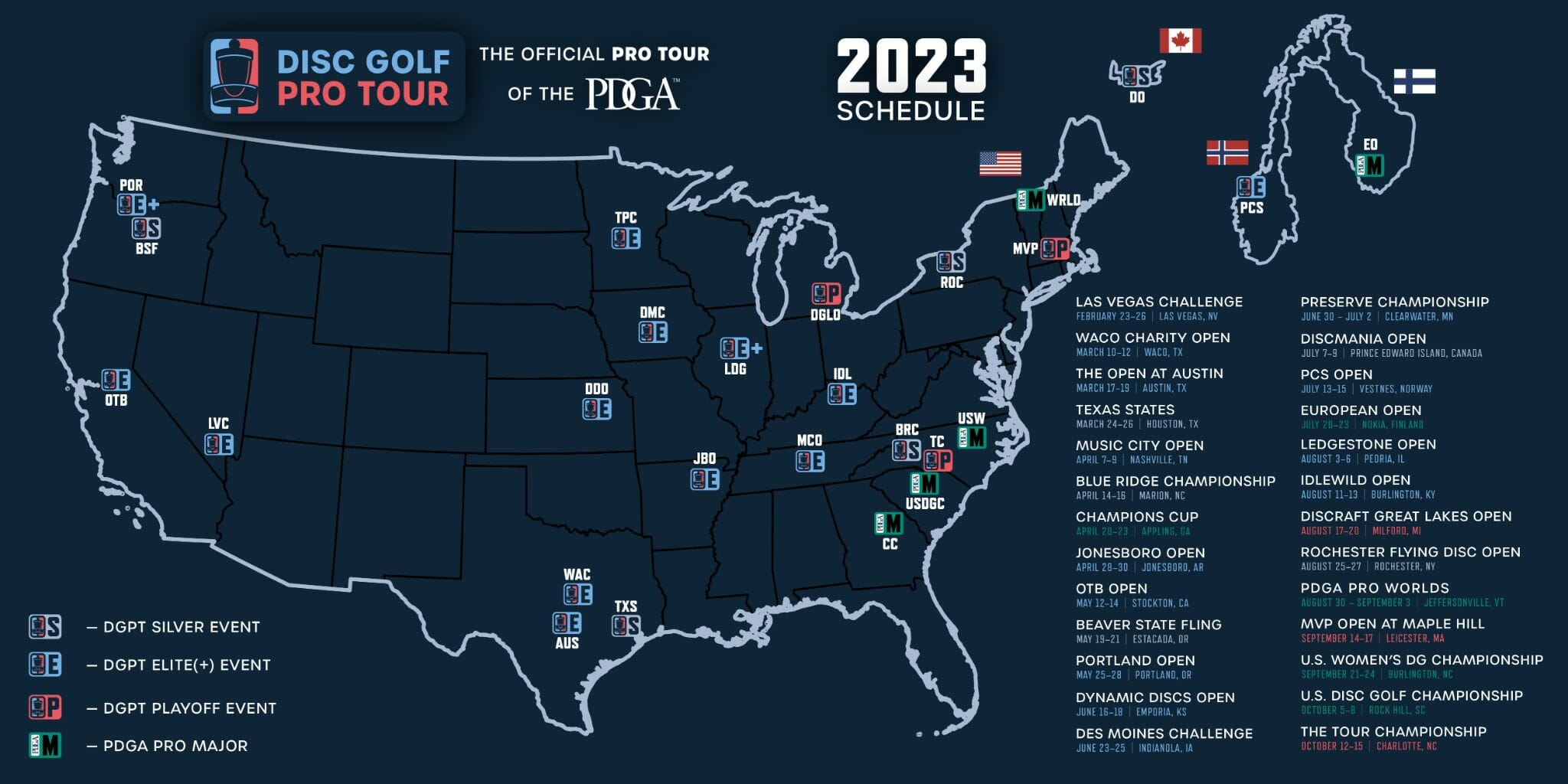 Here is the 2023 Disc Golf Pro Tour Schedule